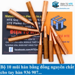 Bộ 10 mũi hàn nhiều loại bằng đồng nguyên chất cho tay hàn 936 907