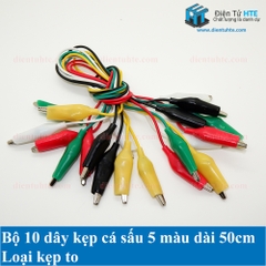 Bộ 10 Dây Kẹp Cá Sấu 5 Màu 50cm
