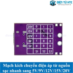 Module kích, chuyển đổi ngõ ra USB Type-C chuẩn sạc nhanh sang ngõ ra điện áp 5V/9V/12V/15V/20V