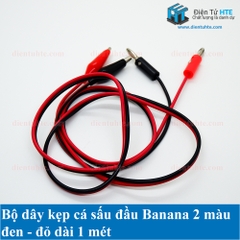 Bộ dây kẹp cá sấu đầu banana 4mm dài 1 mét đen-đỏ