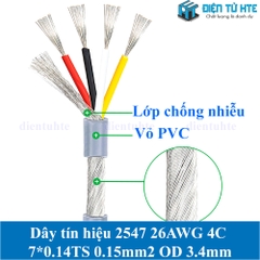 Dây tín hiệu 2547 USB 4 lõi 0.12mm2 có chống nhiễu lõi 26AWG vỏ PVC