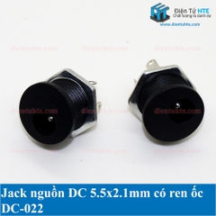 Jack nguồn DC 5.5x2.1mm có ren ốc DC-022