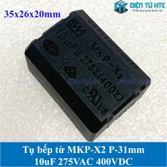 Tụ bếp từ  MKP-X2 10uF 275VAC 400DC pitch 31mm Đen size 35x26x20mm