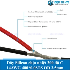 Dây điện Vỏ Silicon chịu nhiệt 200 độ C 14AWG 400*0.08TS OD 3.5mm