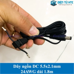 Dây nguồn DC 24AWG Jack 5.5x2.1mm dài 1.8m (Màu đen)