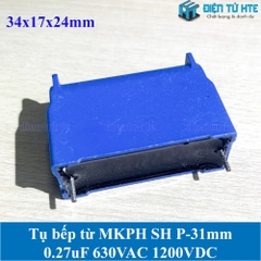 Tụ bếp từ BM MKPH 0.27uF 630VAC 1200DC pitch 31mm Xanh dương size 34x17x24mm