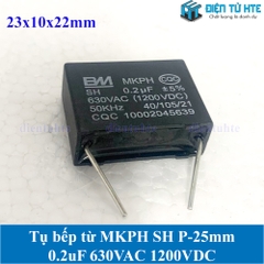 Tụ bếp từ  MKPH SH 0.2uF 630VAC 1200DC pitch 25mm Đen size 23x10x22mm