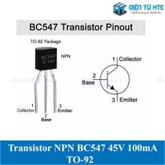 Transistor BC547 NPN 45V 0.1A chân cắm TO-92