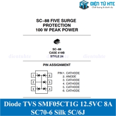 Diode TVS SMF05CT1G SMF05C 12.5VC 8A SC70-6 Silk 5C/6J