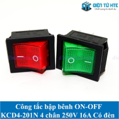 Công tắc bập bênh ON-OFF KCD4 KCD4-201N 4 chân 250V 16A Có đèn - Màu đỏ