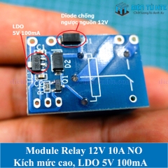 Module relay 12V 10A mini 3x2cm - kèm nguồn 5V 100mA