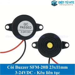 Còi Buzzer SFM-20 SFM-20B 23x11mm 3-24V có dây, có tai vặn, màu đen