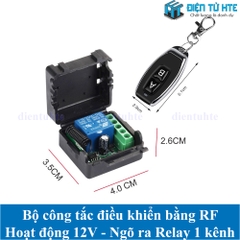 Bộ công tắc điều khiển RF 12V 1 kênh ngõ ra Relay kèm Remote 2 nút