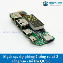 Mạch Pin dự phòng ra 2 cổng 5V 2.4A/QC - Vào 3 cổng