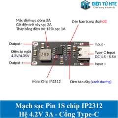 Module sạc Pin 1S Lithium dùng chip IP2312 3A cổng Type-C 5V