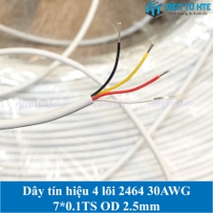 Dây tín hiệu 4 lõi 2464 30AWG 7*0.10TS vỏ PVC 80 độ OD 2.5mm - vỏ trắng
