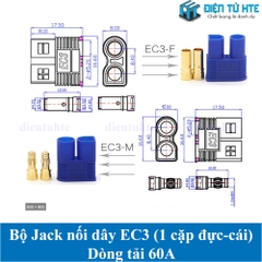 Bộ đầu nối dây DC Ắc quy EC3 60A (Đực - Cái, Vỏ nhựa, Cọc đồng)