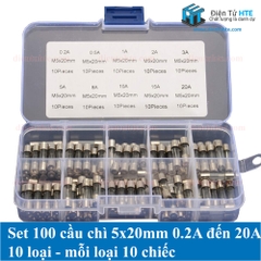 SET 100 cầu chì 5x20mm 0.2A đến 20A 10 loại