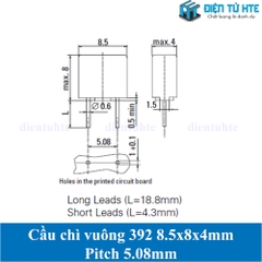 Cầu chì vuông 392 8.5x8x4mm pitch 5.08mm 250V