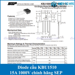 Diode chỉnh lưu cầu KBU1510 15A 1000V chính hãng SEP