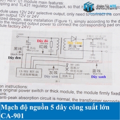 Mạch độ nguồn 5 dây 12V/24V công suất cao CA-901