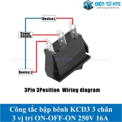 Công tắc bập bênh ON-OFF-ON 3 chế độ KCD3 3 chân 250V 16A - Màu đen