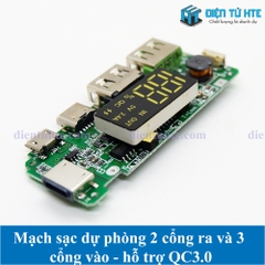 Mạch Pin dự phòng ra 2 cổng 5V 2.4A/QC - Vào 3 cổng