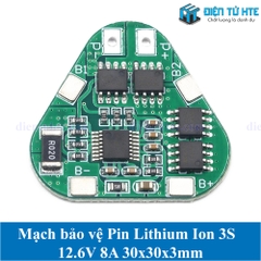 Mạch bảo vệ Pin 3S 12.6V dòng tải 8A 30x30x3mm