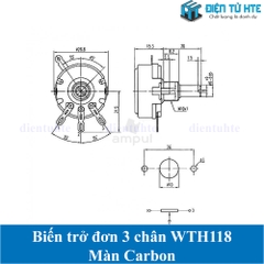 Biến trở đơn 3 chân WTH118 Màn Carbon có Mass