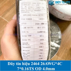 Dây tín hiệu 4 lõi UL2464 26AWG 7*0.16TS 0.14mm2 OD 4.0mm vỏ PVC 80 độ