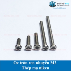 Ốc tròn ren nhuyễn M2 thép mạ niken PM2x8 dài 8mm