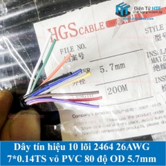 Dây tín hiệu 10 lõi 2464 26AWG 7*0.14TS vỏ PVC 80 độ OD 5.7mm