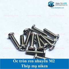 Ốc tròn ren nhuyễn M2 thép mạ niken PM2x8 dài 8mm