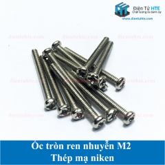 Ốc tròn ren nhuyễn M2 thép mạ niken PM2x8 dài 8mm