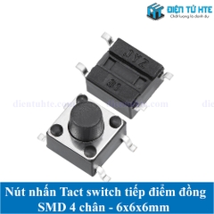 Nút nhấn 4 chân dán SMD tiếp điểm đồng 6x6x6 mm