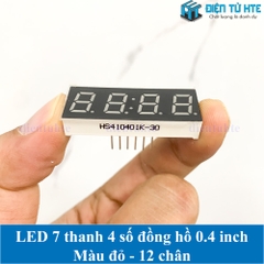 LED 7 thanh 4 số đồng hồ 0.4 inch màu đỏ cho bếp từ, hồng ngoại, nồi áp suất