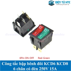 Công tắc bập bênh đôi ON-OFF KCD6 KCD8 6 chân 250V 16A Có đèn