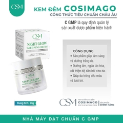 Cosimago Kem Dưỡng Trắng Da Ban Đêm Night Glow Whitening Cream 20g - Cấp Ẩm Khóa Ẩm Hỗ Trợ Phục Hồi Da Khô Yếu