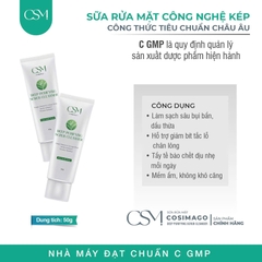 Sữa rửa mặt kép COSIMAGO 50gr -tẩy tbc sạch sâu dưỡng ẩm hỗ trợ sáng da làm dịu và giảm sưng viêm do mụn