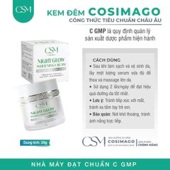 Cosimago Kem Dưỡng Trắng Da Ban Đêm Night Glow Whitening Cream 20g - Cấp Ẩm Khóa Ẩm Hỗ Trợ Phục Hồi Da Khô Yếu