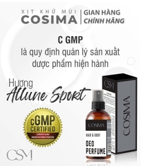 Xịt khử mùi hôi cơ thể (nách , chân ) Cosima 60ml màu Xám