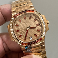 NEW 2023 / 3K FACTORY BEST 1:1 / PATEK PHILIPPE NAUTILUS 7118 LADY 35,2MM ROSE GOLD DIAMOND BEZEL CAL.324SC