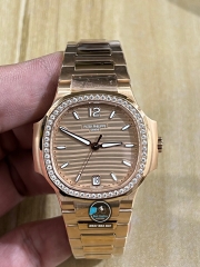 NEW 2023 / 3K FACTORY BEST 1:1 / PATEK PHILIPPE NAUTILUS 7118 LADY 35,2MM DIAMOND BEZEL CAL.324SC