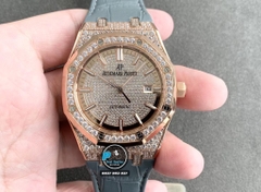 NEW 2021 / ORIGINAL FACTORY BEST 1:1 / AP ROYAL OAK 15402OR 41MM FULL DIAMOND SWAROVKI CAL.3120