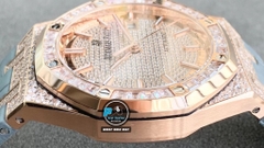 NEW 2021 / ORIGINAL FACTORY BEST 1:1 / AP ROYAL OAK 15402OR 41MM FULL DIAMOND SWAROVKI CAL.3120