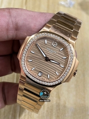 NEW 2023 / 3K FACTORY BEST 1:1 / PATEK PHILIPPE NAUTILUS 7118 LADY 35,2MM DIAMOND BEZEL CAL.324SC