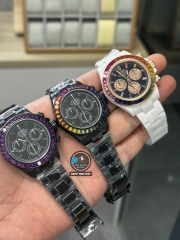 NEW 2023 / N FACTORY BEST 1:1 / ROLEX DAYTONA BY BLAKEN FULL CERAMIC WHITE  🌈 RAINBOW DIAMOND BEZEL CAL.4130