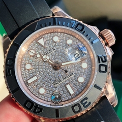 VIP NEW 2021 / ORIGINAL FACTORY 1:1 / ROLEX YACHT MASTER PAVE 40MM 126655 EVEROSE GOLD 18K 6UM