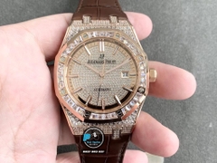 NEW 2021 / ORIGINAL FACTORY BEST 1:1 / AP ROYAL OAK 15402OR 41MM FULL DIAMOND SWAROVKI CAL.3120