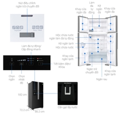 Tủ lạnh Hitachi Inverter 540 lít Multi Door R-FW690PGV7X GBK
